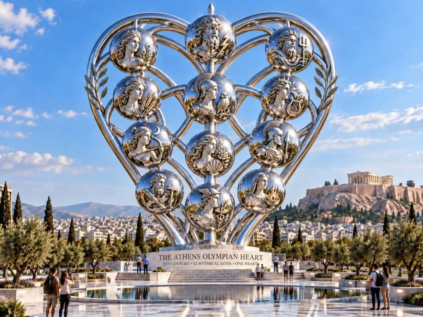 Athens Olympian Heart: 21st Century · 12 Mythical Gods · One Heart